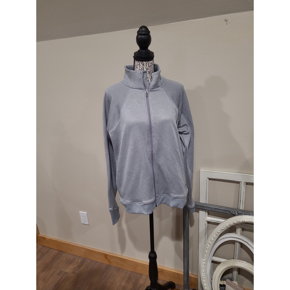 Under Armour Front Zip Mock Neck Performace Sports Jacket women SZ LG. Grey